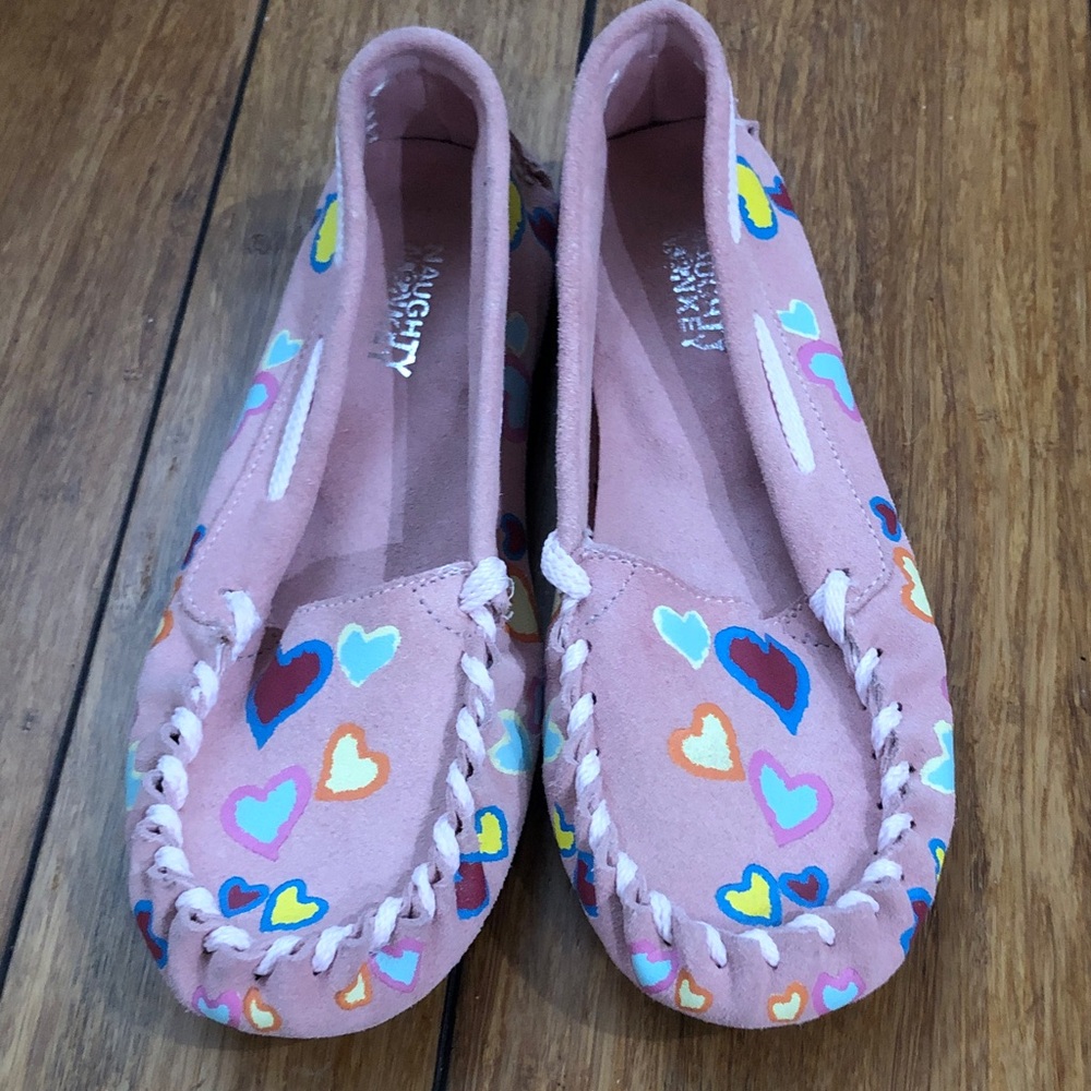 Naughty Monkey Kids Moccasins with Colorful Hearts